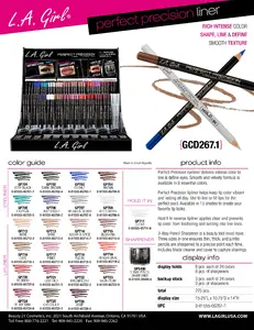 GCD267.1 - LA GIRL PERFECT PRECISION LINER SET (24COLORS, 9PCS/COLOR, 9PCS OF SHARPENER, 225PCS TOTAL) w/ ACRYLIC DISPLAY (1 PCS)