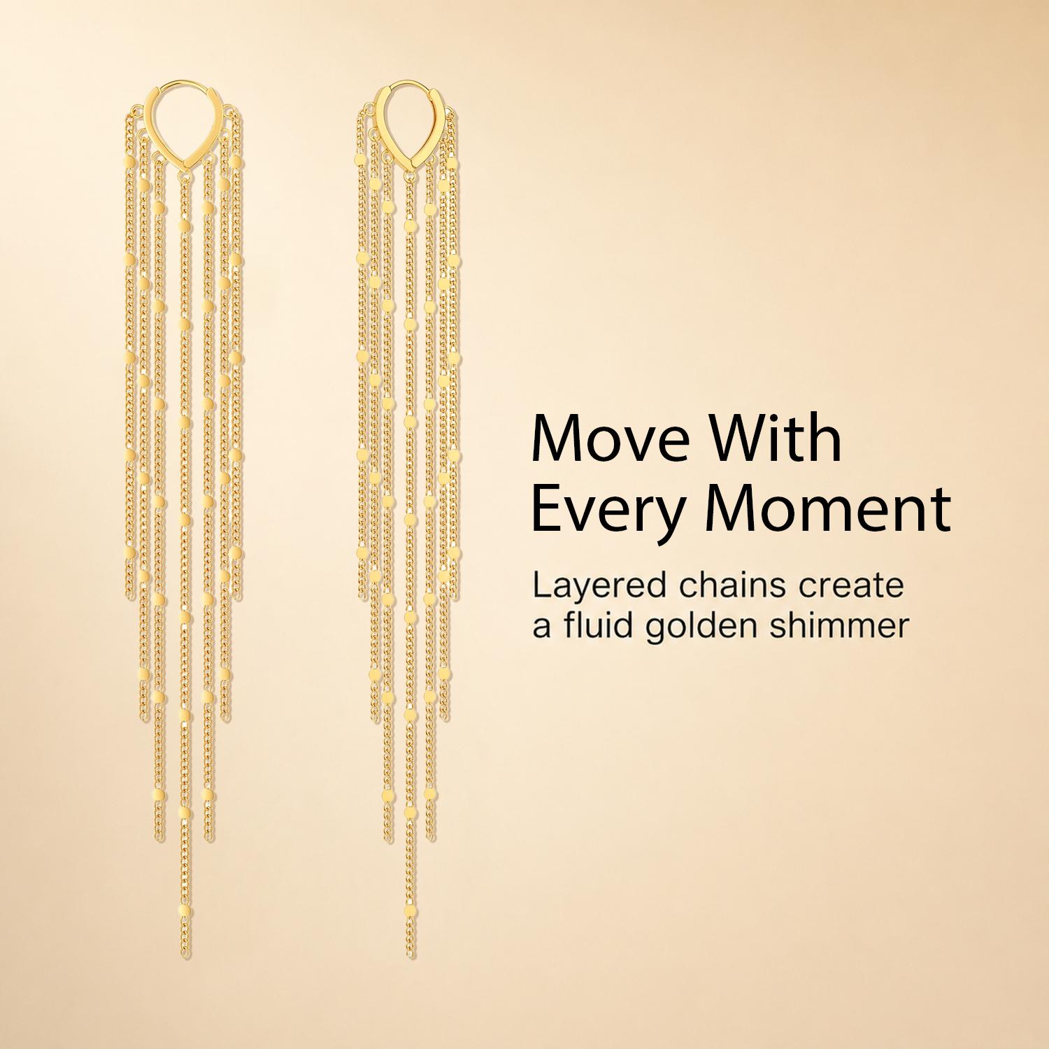 Women's 2Pcs Plated Metal Long Chain Threaded Tassel Earrings - Hypoallergenic, Lightweight Statement Jewelry for Bride Party, Ideal Mother's Day Gifts