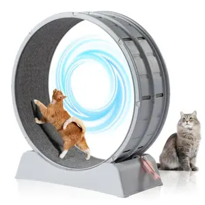 Cat Wheel, PP Plastic Cat Exercise Wheel for Quiet Running Indoor Use, 31" Cat Treadmill with Carpeted Wheel, Cat Exerciser Helps Cats to Lose Weight and Keep Health, Easy to Install(Gray)