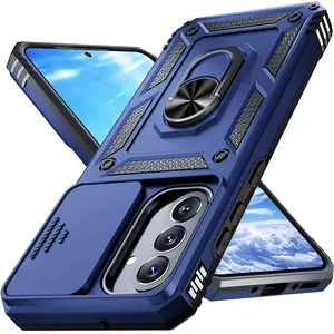 Durable Protective Phone Cover Designed for Samsung Smartphone Models A55, A56, A36, A35 5G, A17, A07, A06, A25, A53, A05S, A15, A16, Featuring a Sliding Camera Lens Protection Ring And a Stand