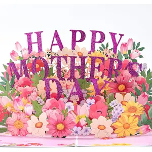 3D birthday cards with music and lights, 10-inch preserved bouquets, happy birthday card gifts for mom and grandma.