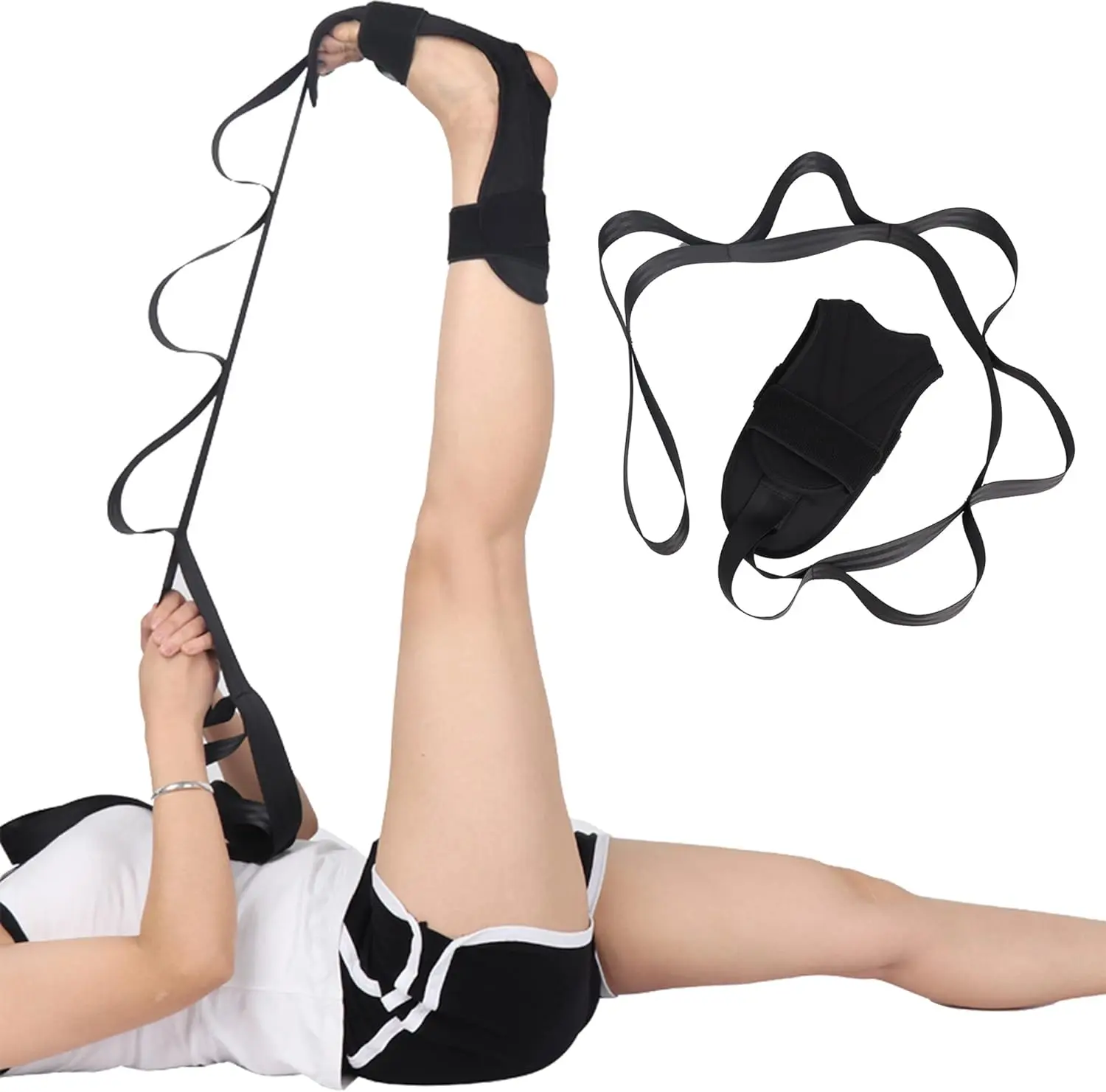 Foot and Calf Stretcher-Stretching Strap For Plantar Fasciitis, Heel Spurs, Foot Drop, Achilles Tendonitis & Hamstring. Yoga Foot & Leg Stretch Strap Yoga Fitness Equipment Stretching Tool Fitness Accessories, Stretch Band, Exercise Band