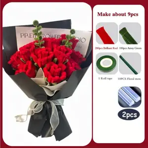 341-Piece Multicolor Floral Rose Twist Tube Kit, DIY Craft Project, DIY Flower Arrangement, Multi-Function Flower Bouquet Gift, Mother's Day Graduation Easter Valentine's Day