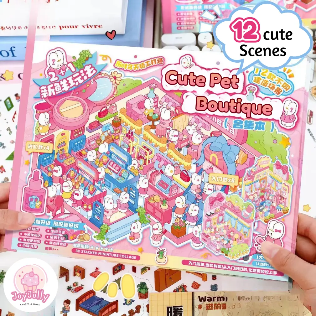 Cute Paper Pet Boutique Sticker Collection Book for DIY Gift Idea, Featuring Sakura Convenience Store Miniature Scene Stickers for Collectors, Adds Charm to Scrapbooking Projects, Craft Paper