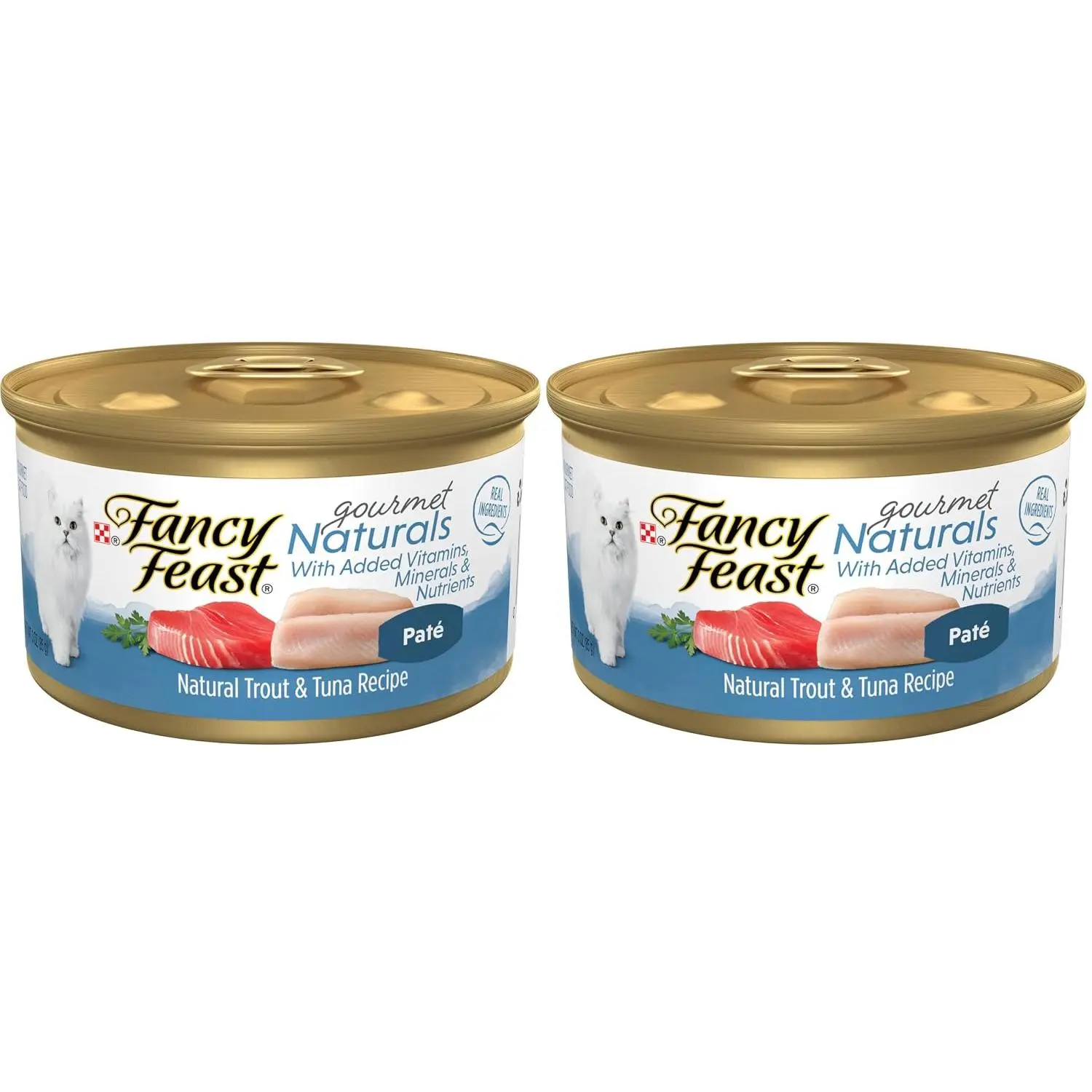 Purina Fancy Feast Grain Free Wet Cat Food Pate Gourmet Naturals Trout and Tuna Recipe - (Pack of 12) 3 oz. Cans