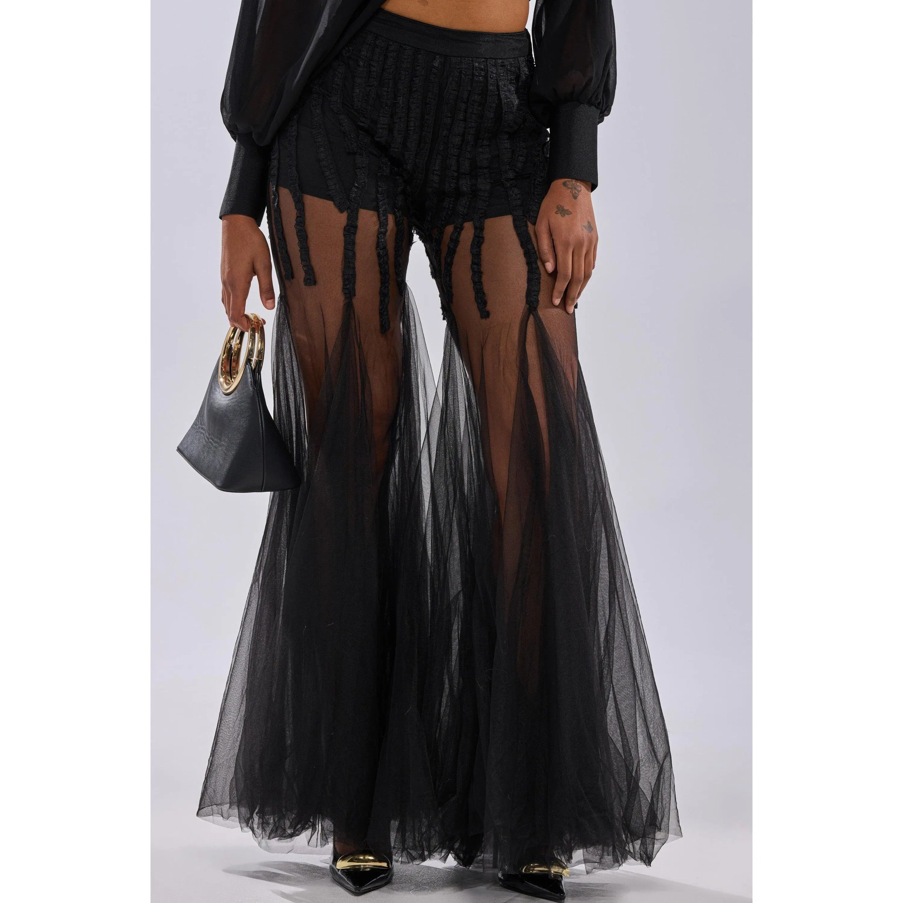 KYLIE MESH FLARE PANT