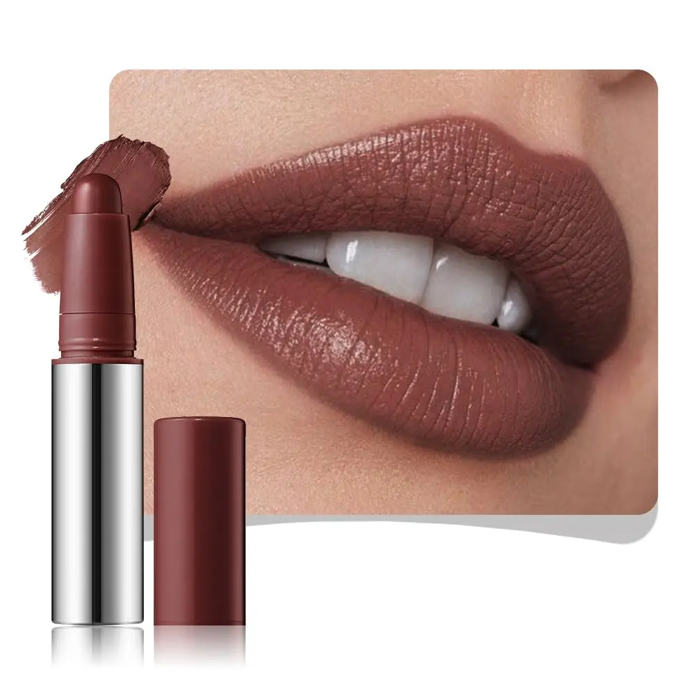 Maroon Matte Lipstick Crayon - High Pigment Creamy Formula, Waterproof Long Lasting, Smooth Glide Application, Non-Sticklipstick, Ultra Thin Lightweight, Velvet Matte Lip Feel for Women 06#
