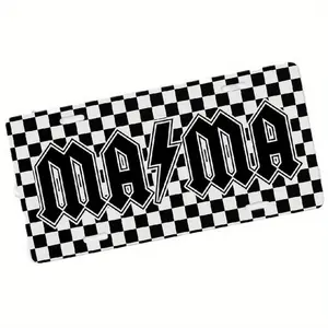 Mama Checkered License Plate Black White Retro Mama Car Tag for Women