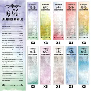 30 Pcs Watercolor Christian Inspirational Quotes Bible Bookmark Set, Religious Scripture Bookmarks, emergency numbers, Welcome Thankyou Gift, Church Sunday School Supplies