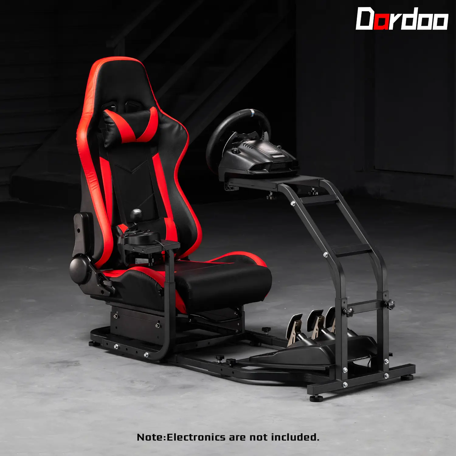 Dardoo Ergonomic Adjustable Gaming Racing Simulator Cockpit Stand with Red Seat, Compatible with G25, G920 – Wheel, Handbrake, Shifter and Pedals Not Included, Ergonomic Gaming Chair, Adjustable Gaming Chair