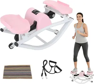 U-Shaped Quiet Twist Stepper with Resistance Bands for Home Workout