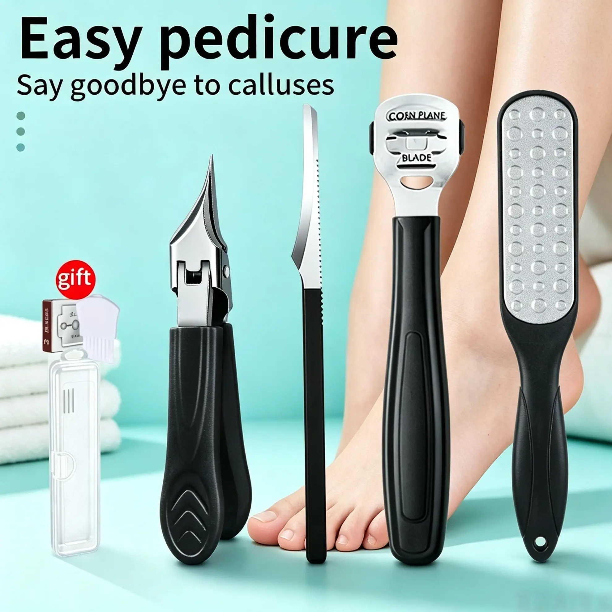 6 Pieces Professional Pedicure Tool Set Home Foot Care Kit With Nail Clippers  And Callus Remover Daily Home Spa Foot Care Supplies Practical Holiday Present For Family Friends, Multi-Pack