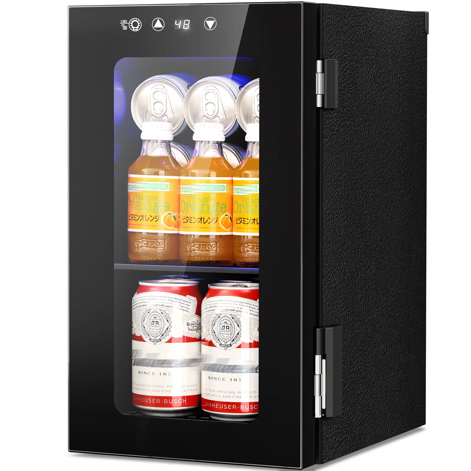 Antarctic Star Beverage Refrigerator, 10L Portable mini fridge with Electronic Temperature Control, 40-61°F Glass Door, Small Drink Fridge for Bedroom, Dorm, Office, Bar & Kitchen