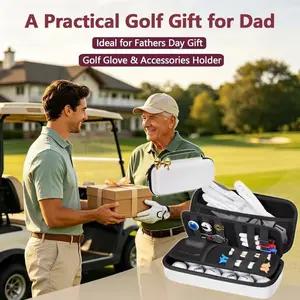 Hard Shell Golf Accessories Carry Case with 2 Dividers, Fits Golf Balls, Tees, Markers, Valentine's Day Gift for Golfers