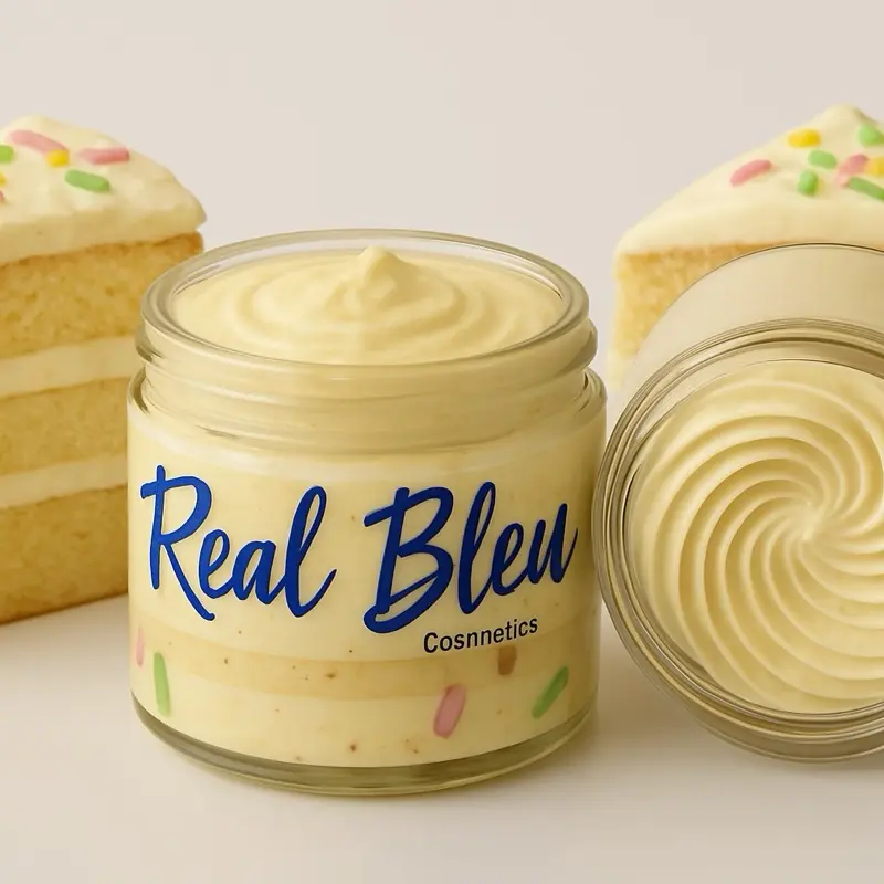 Real Blew Cosmetics Vanilla Cake Batter Body Butter - Hydrating Ultra-Moisturizing Whipped Moisturizer for Dry Skin Relief, Single Item Body Butters
