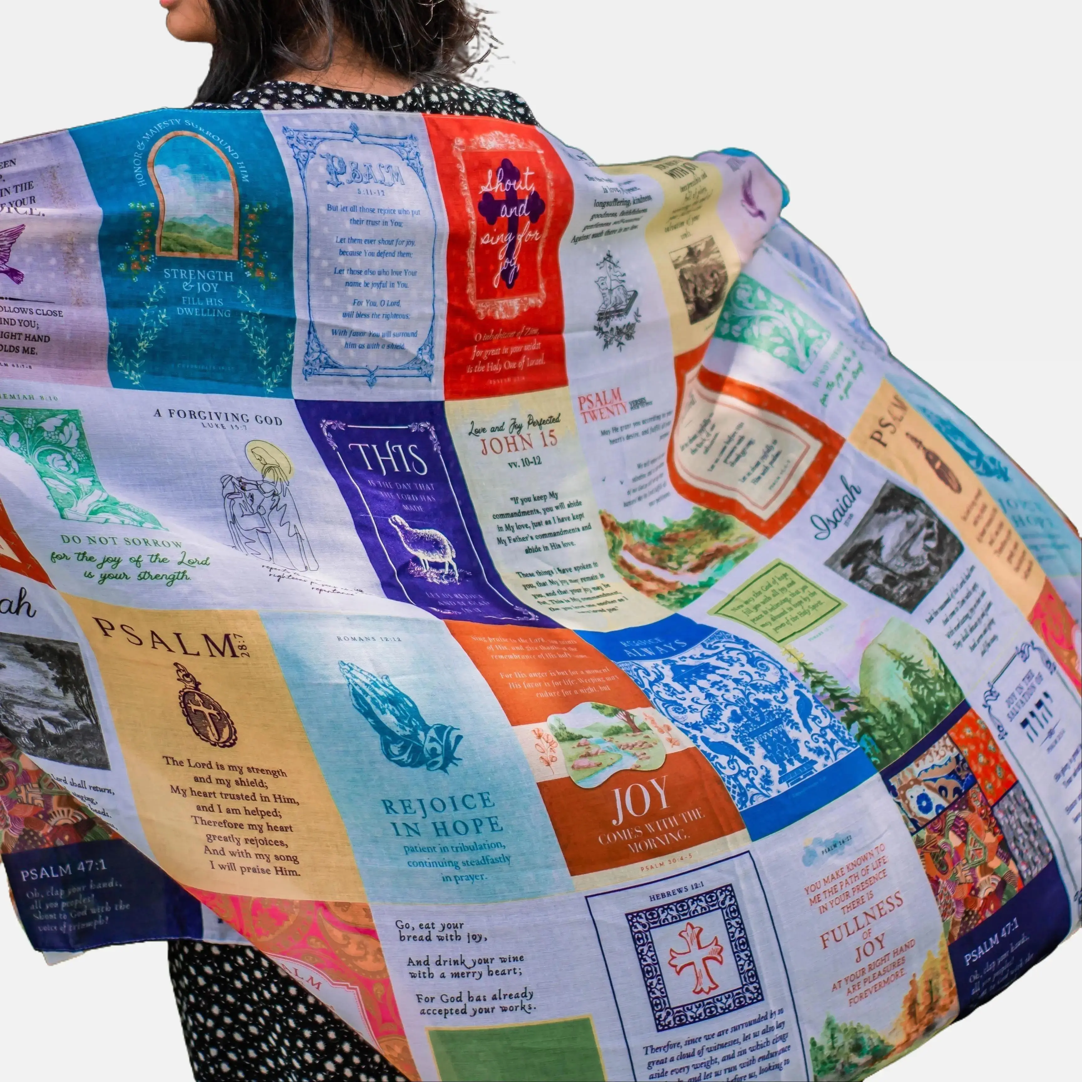 Prayer Scarves Joy Scripture Scarf - All Season Shawl, Female Neck Scarf for Neck Styling, Uplifting Christian Gift for Women