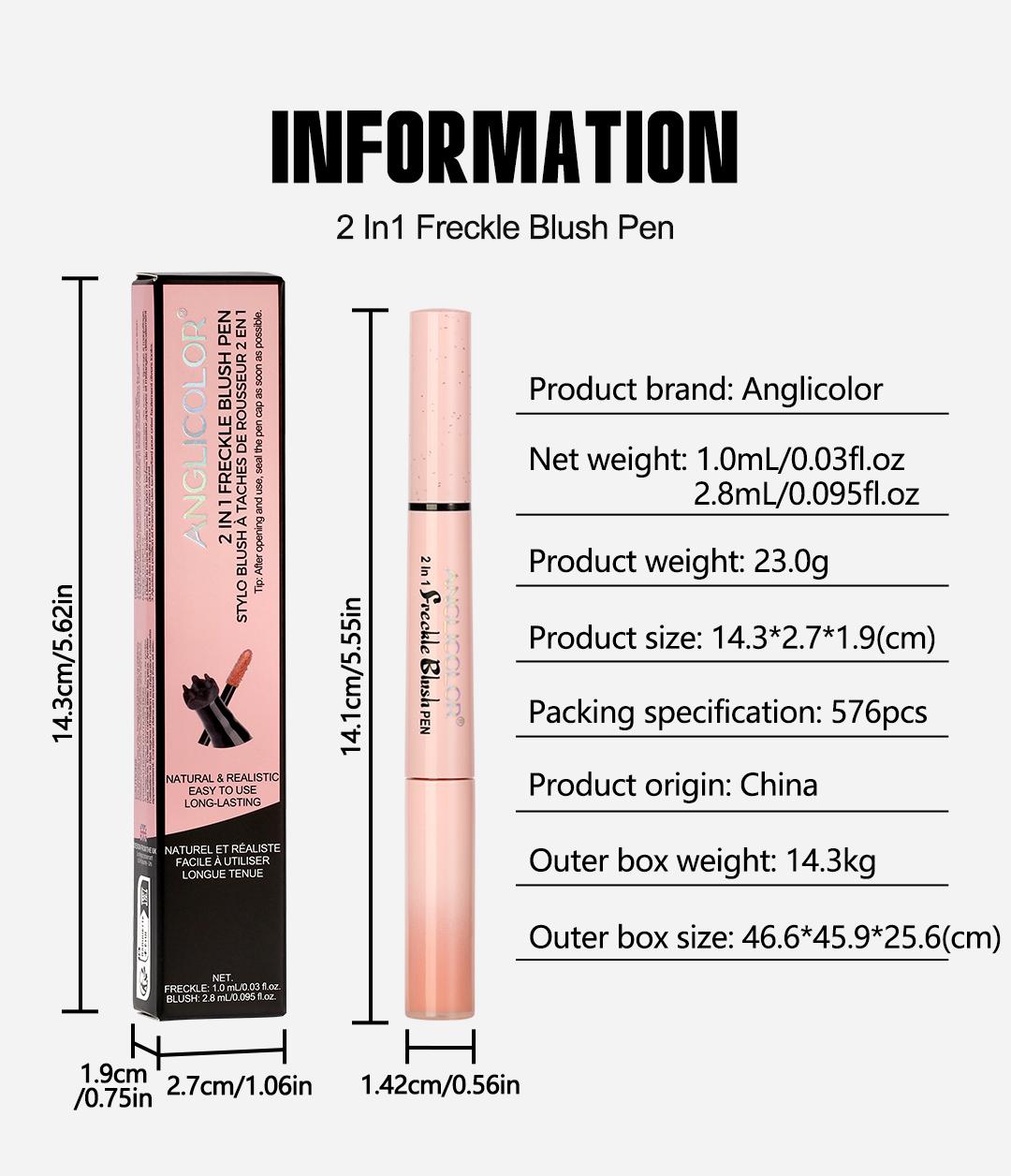 2 in 1 Freckle Blush Stamp Pen, Waterproof Long-Lasting Liquid Blush & Freckle Marker, Natural Sun-Kissed Makeup for Cheeks, All Skin Tones