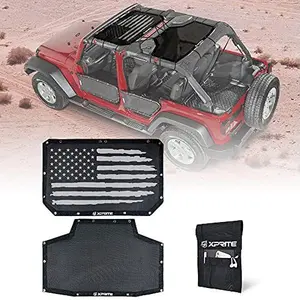XPRITE Sunshade Compatible with Jeep Wrangler JK JKU 2007-2018, Front and Rear Sunshade Mesh 4 Door, 2PCS Top Sun Shade Cover | Nice Sun UV and Wind Blocker w/Storage Bag