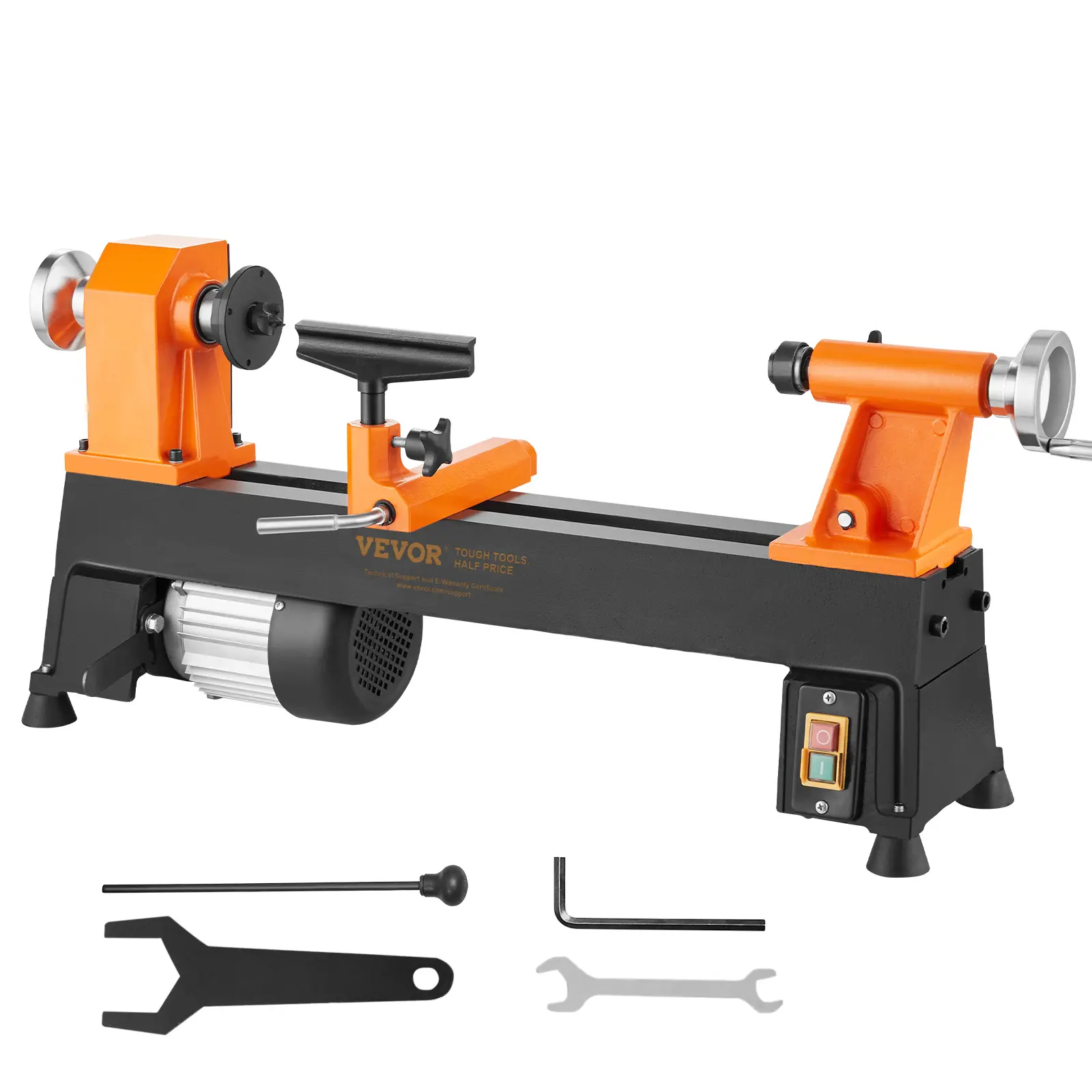 【summerfinds】VEVOR Tabletop Wood Lathe, Dimensions 10x18 inches, Motor Strength 0.5 HP 370W, Offers Wood Crafting with 5 Adjustable Speeds ranging from 780 to 3840 RPM, Includes Rod Injection, Wrenches, Facepla, Power Tools, Hardware, Cutting