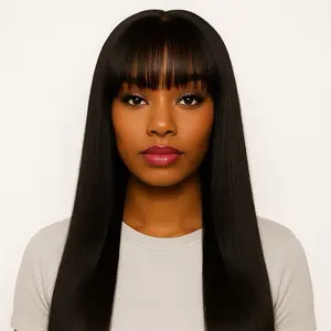 JADE Brazilian Straight Bang Wig - 5x5 HD Lace Closure 200% Density Glueless Pre-Plucked Bodywave Wig with Adjustable Elastic Band and Combs