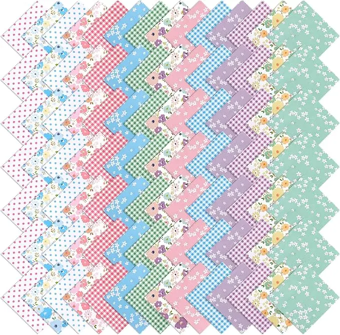 84 Pcs Floral Charm Packs for Quiltings, Cotton Quilting Fabric Bundles, 5 x 5-Inch Charm Squares Precut Quilting Fabrics, Print Cotton Fabric Squares for Sewing Project Patchwork DIY, Multicolor