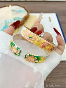 Fortune Koi & Lotus Enamel Silver Bangle (999.9 Pure Silver)56g