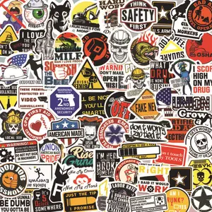 150PCS Hardhat Stickers Adults Hard Hat Sticker Pack Funny Blue Collar Stickers for Tool Box Electrician Worker Helmet Decors