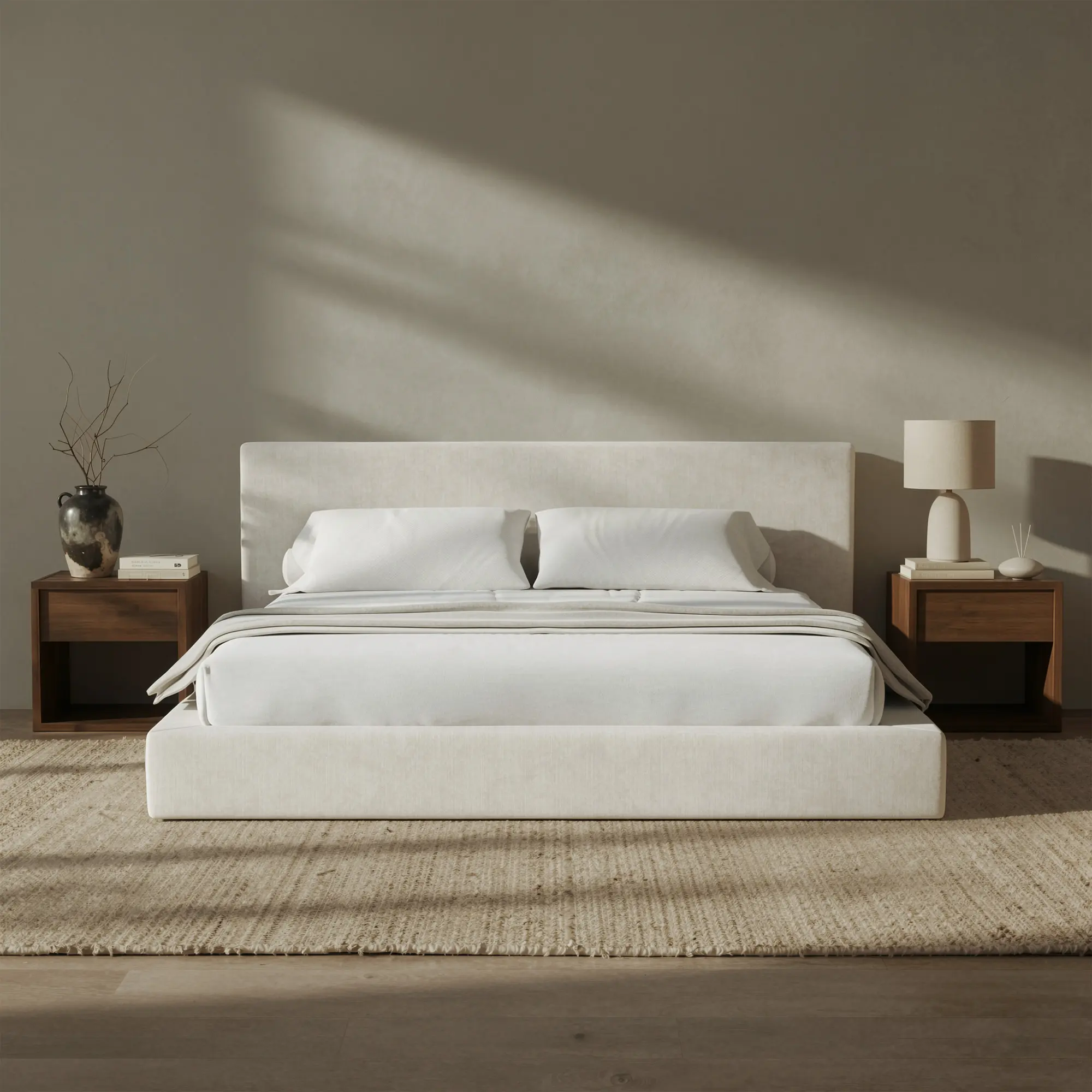 RECCI AirFrame Upholstered Modern Low Profile Platform Bed Frame - 5-inch High-Resiliency Foam Upholstery, Sturdy Steel Bedframe, No Box Spring Needed, Easy Assembly, Furniture for Apartment Home Decor (Full Size, No Headboard Option)