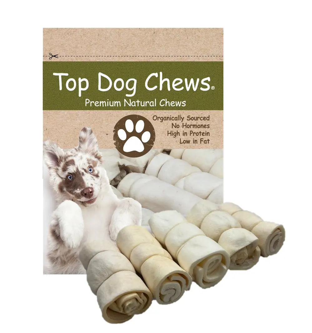 Top Dog Chews Beef Cheek Rolls, 5"-6" Length Natural Dog Treats for Aggressive Chewers