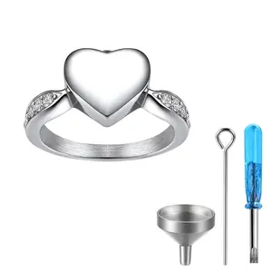 OIDEA Heart Locket Memorial Ring for Women - Openable Stainless Steel Keepsake Jewelry, Heart Pendant Rings, Metal Heart Rings