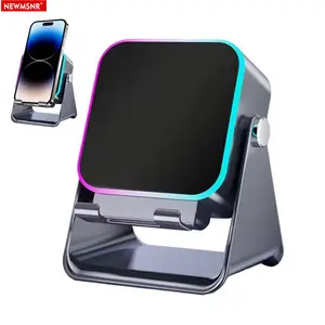 (upgrade)5 In 1 Auto-induction Wireless Induction Speaker 8 RGB Light Phone Stand Surround Sound Portable Bluetooth Phone Holder