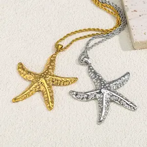 Women’s Stainless Steel Starfish Necklace | Ocean Series Light Luxury Collarbone Chain