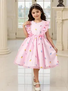 Tween Girls Bow Flower Embroidered Sleeveless Mesh Puffy Princess Dress, Cute Party Dresses for Kids, Summer Fashion