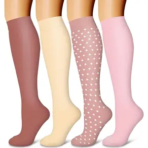4Pairs-Compression Socks for Women&Men Circulation-Best Support for Nurses,Running,Athletic
