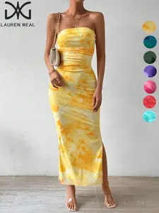 Women's All Over Print   Tube Dress, Elegant Fashion Casual   Strapless   Dress for Daily Outdoor Wear, Ladies Dress for All Seasons