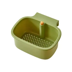 Kitchen sink filter basket - Hangable sink filter basket with one-click filter, kitchen sink food collection basket storage box, Kitchen Sink Strainer (green)