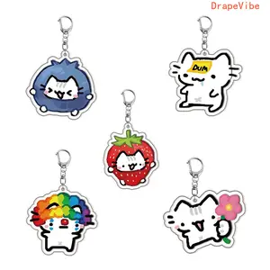 5 Pcs Cute Cartoon Cat Keychain Set Adorable Pendant Decor For Car Bag Keys Fashion Trendy Accessory Ideal For Cat Lovers Daily Use