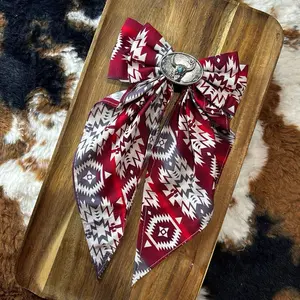 Western Red Azteca Handmade Bows - Unique Design with Natural Ingredients, Handcrafted, Perfect for Any Occasion Hair Clip