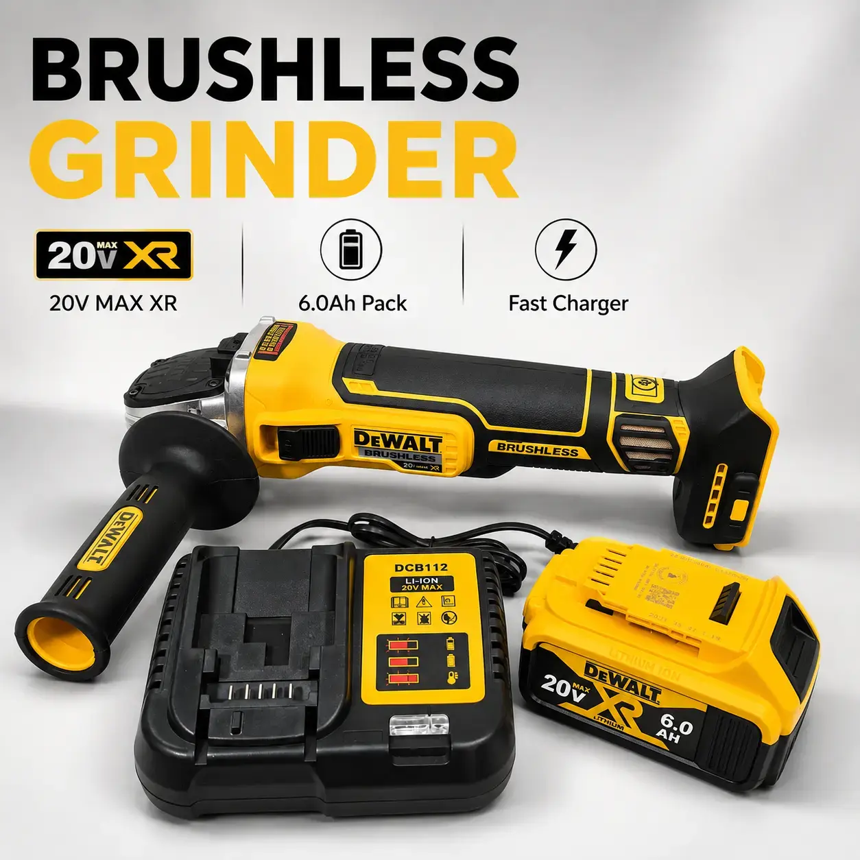 DEWALT DCG405NT Cordless Brushless Motor Disc Grinder - 125mm, 9000 rpm, DIY-Friendly, Durable, Easy to Maneuver, Versati