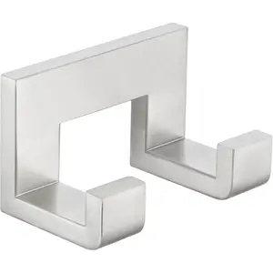 Brushed Nickel Double Towel Hook, 304 Stainless Steel Robe Coat Hook for Bathroom Kitchen Garage Wall Mounted