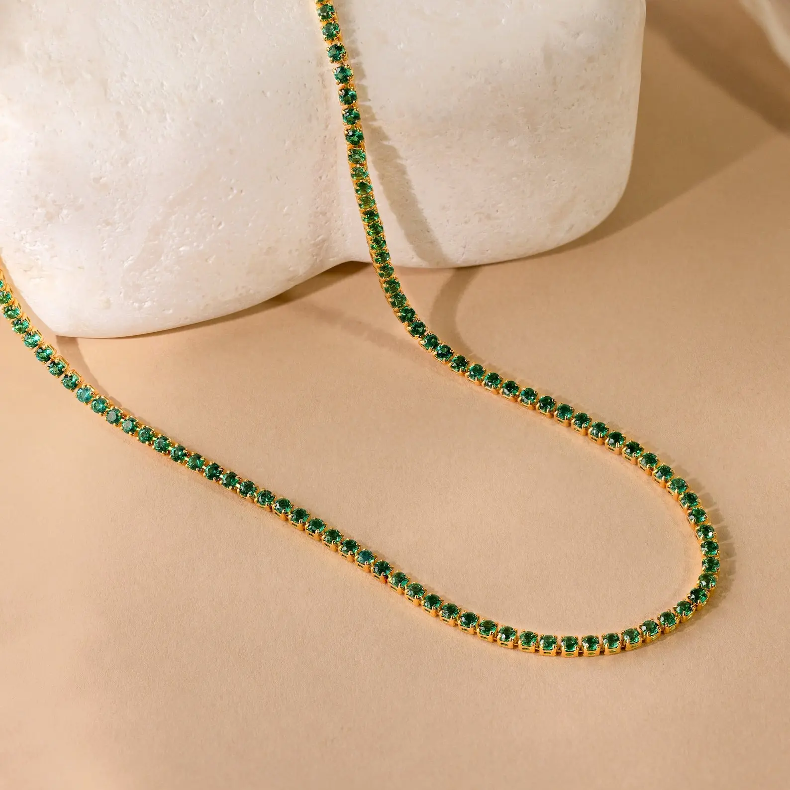 Emerald Tennis Choker Necklace by Caitlyn Minimalist - Dainty Green Birthstone Tennis Necklace -  Vintage Gemstone Jewelry - Best Friend Gift