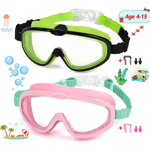 Sharkite Kids Swimming Goggles 1 Pack Anti-fog Anti-UV Wide View Kids Swimming Goggles 4-15 years old