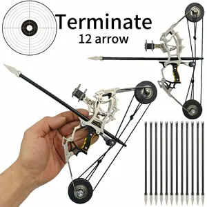Terminate Mini Compound Bow Set Upgraded Arrow Fixing Groove Stainless Steel Material Leisure Decompression Archery Toy Sport Party Entertainment Gift for Adults Teens