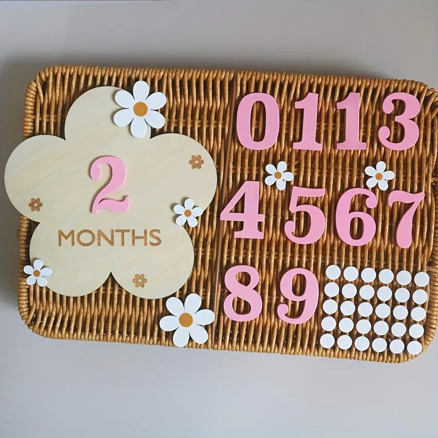 Wooden Milestone Card Set and Birthday Sign, Photo Props for Newborn Monthly Milestone Birthdays, Home Decor Supplies, Milestone Signs, Decorations Supplies