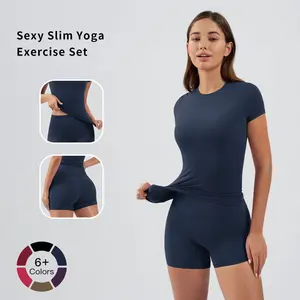 Tenwolf Two-Piece Set Women’s Solid Crew Neck T-Shirt & High-Waisted Biker Shorts Tracksuit Set, Casual Activewear for Indoor and Outdoor Wear, Gym Apparel, Yoga Tracksuit Set, Workout Sets for Women, Fitness Clothing, Training Clothing pink