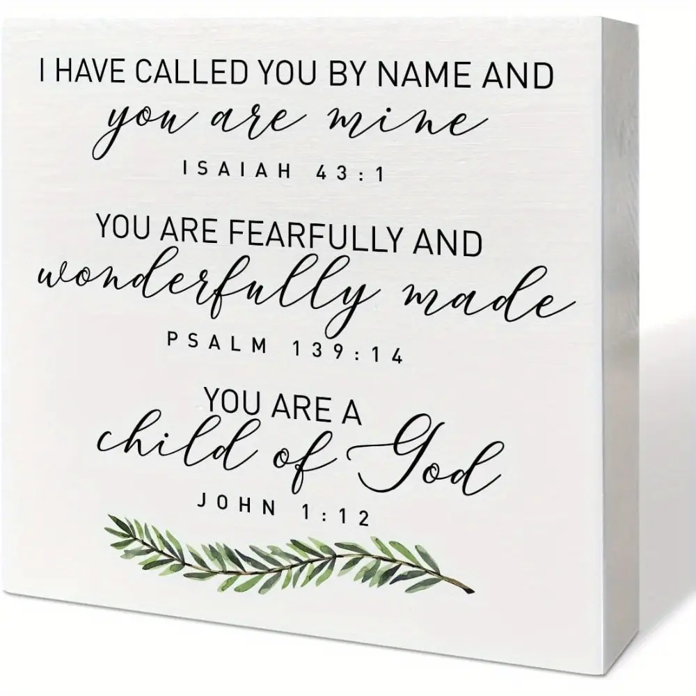 You Are A Child Of God Bible Verse Wooden Box Sign, Isaiah 43:1 Psalm 139:14 John 1:12 Scripture Decor Block Sign, Christian Inspirational Tabletop Decor, Housewarming Birthday Christmas Thanksgiving Gift for Believers