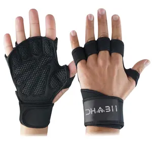 Dhabii Ventilated Workout Gloves with Wrist Wraps, non slip silicon padding for extra grip used for Pull Ups, Cross training and other Fitness workout