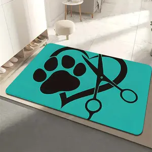 1pc Non-Slip Dog Grooming Mat • Soft Flannel Carpet with Paw Print & Scissors Pattern • Machine Washable Pet Mat • Suitable for Bedrooms & Small Dogs • Ideal Gift for Christmas, New Year, for Decor