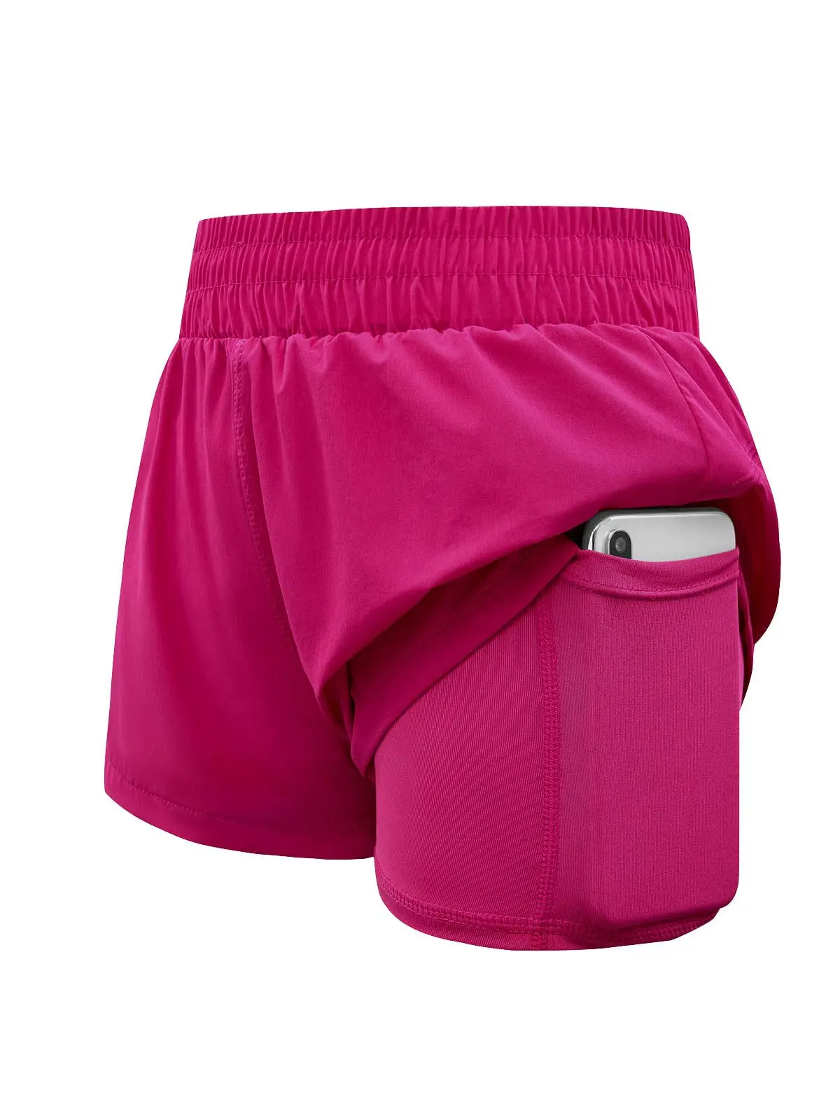 Haloumoning Girls' High-Waist Elastic 2-in-1 Athletic Shorts with Side Pockets, Kids' Clothing for 5-14 Years Old Girls,back to school