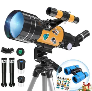 Portable 70mm Telescope for Adults & Kids 300mm Refractor with Tripod Phone Adapter Mini Binoculars for Stargazing Beginners
